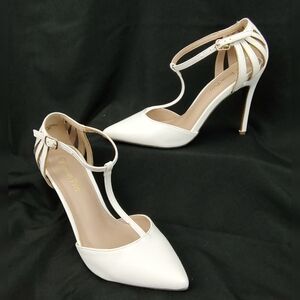 DREAM PAIRS Women's Pointed Toe Ankle Strap High Heel Stiletto Pumps White
